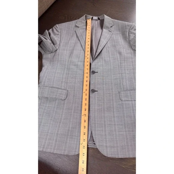 Yves Saint Laurent Pour Homme Grey Glen Plaid Super 120s Wool Suit Italy 48 7R - Picture 7 of 14